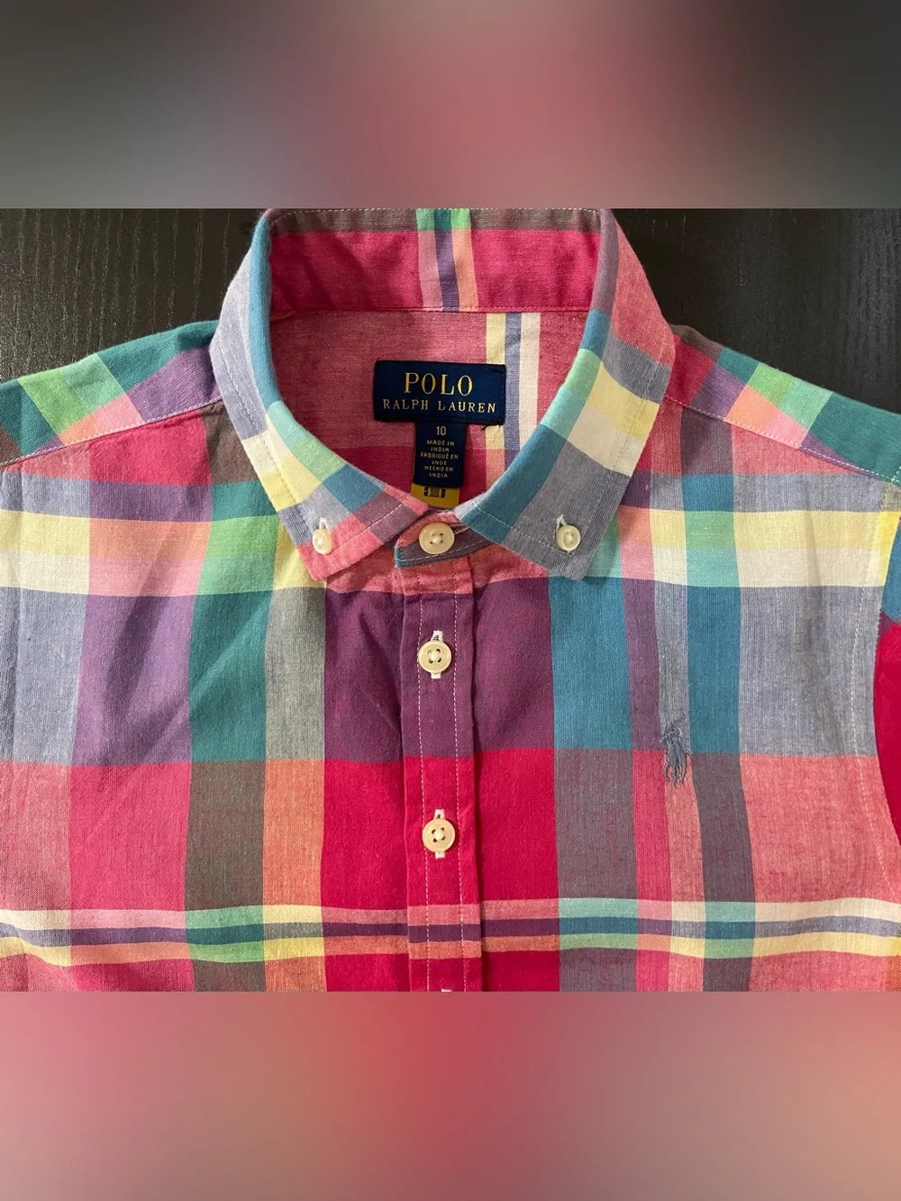 Polo by Ralph Lauren Multi-Color Madras Plaid Shirtdress